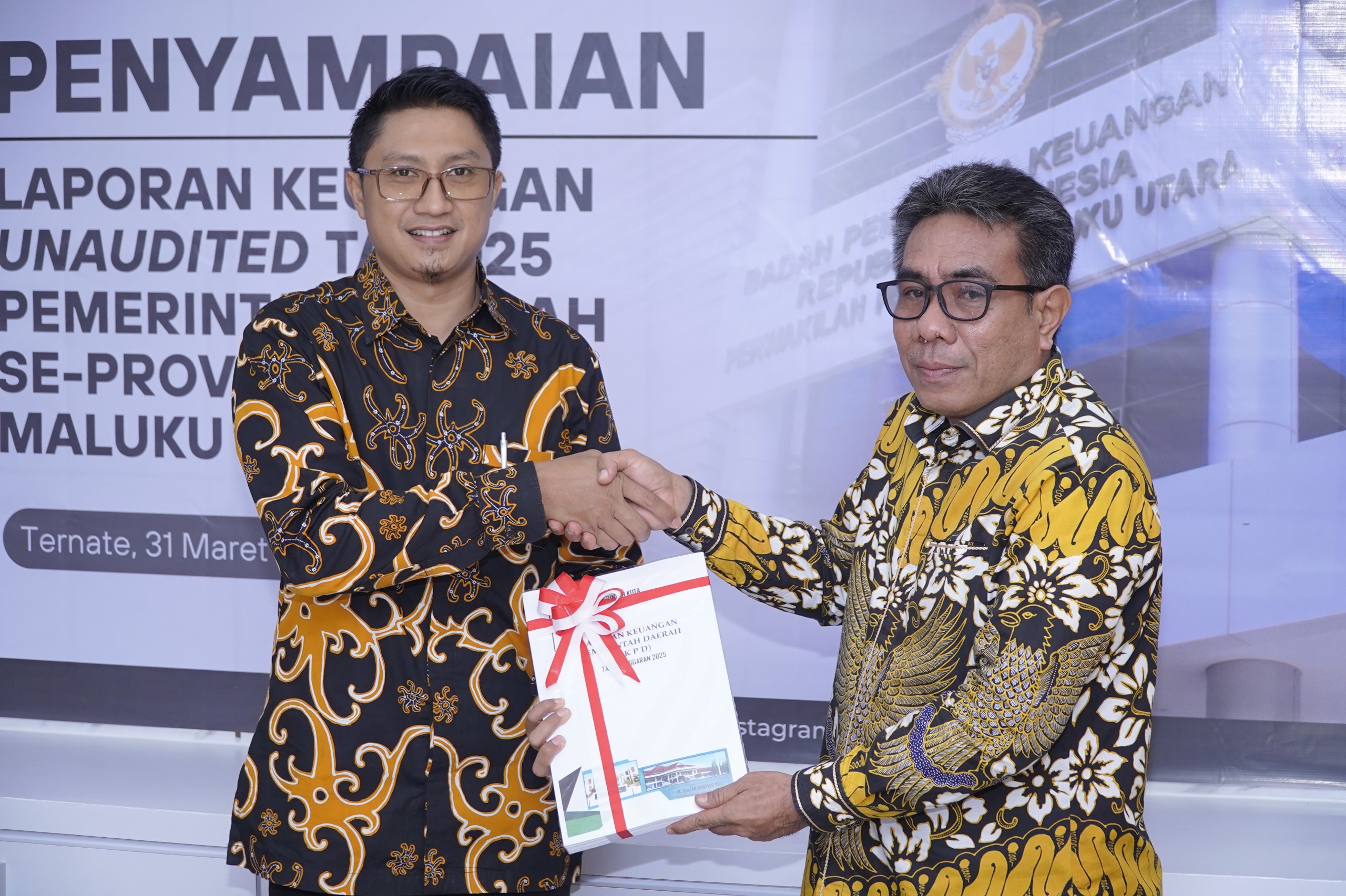 Penyerahan Laporan Keuangan Kota Tidore Kepulauan Tahun 2025 kepada Badan Pemeriksaan Keuangan (BPK) RI